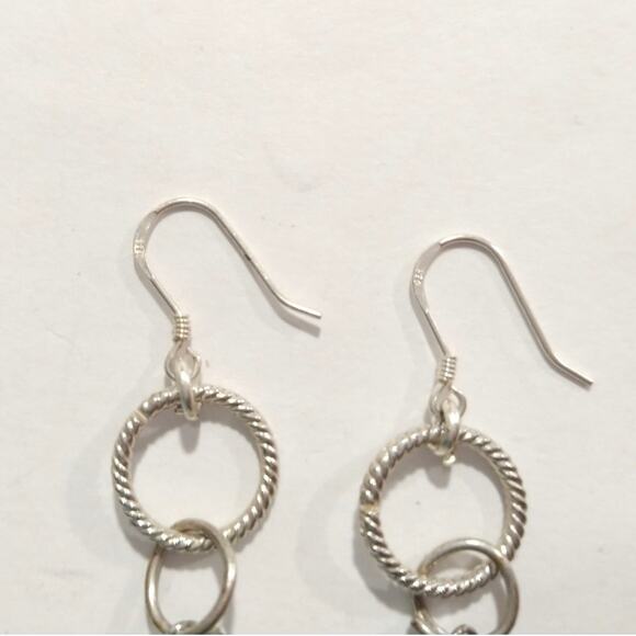 925 Sterling Silver Green Caribbean Amber Dangle Drop Earrings Circle Hook Lot - Picture 5 of 6